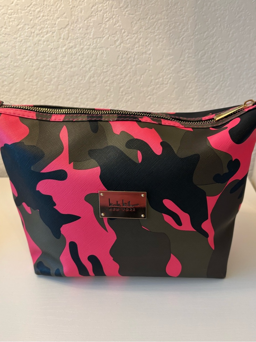 Nicole Miller Pink Camo Cosmetic Makeup bag